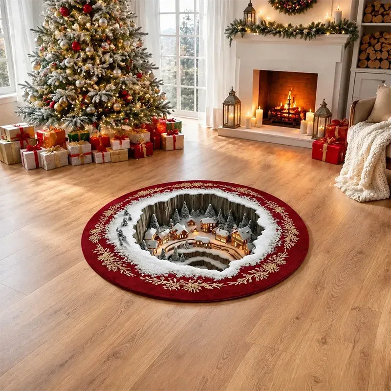 🎄 Christmas Gnome Optical Illusion Round Rug | Fun Festive Home Decor Must‐Have⭐🏠🎁