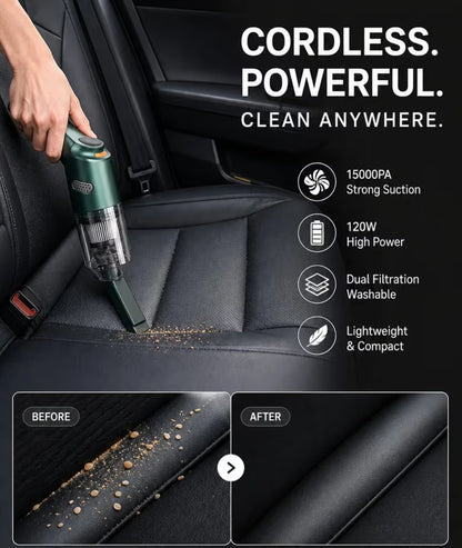 10000Pa Cordless Handheld Vacuum – Washable Filter & Multi-Nozzle Kit