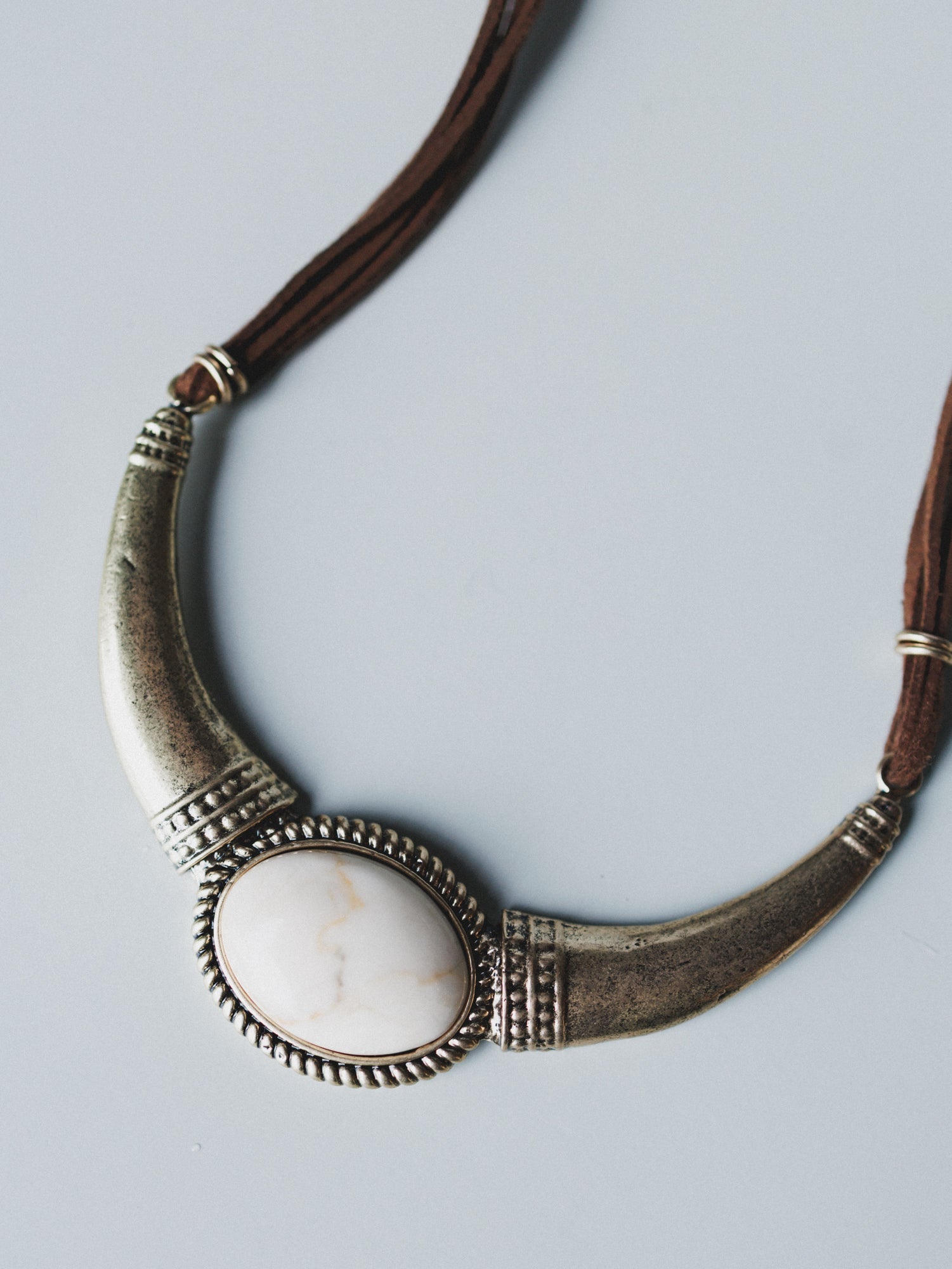 Roma Sun Statement Necklace - White