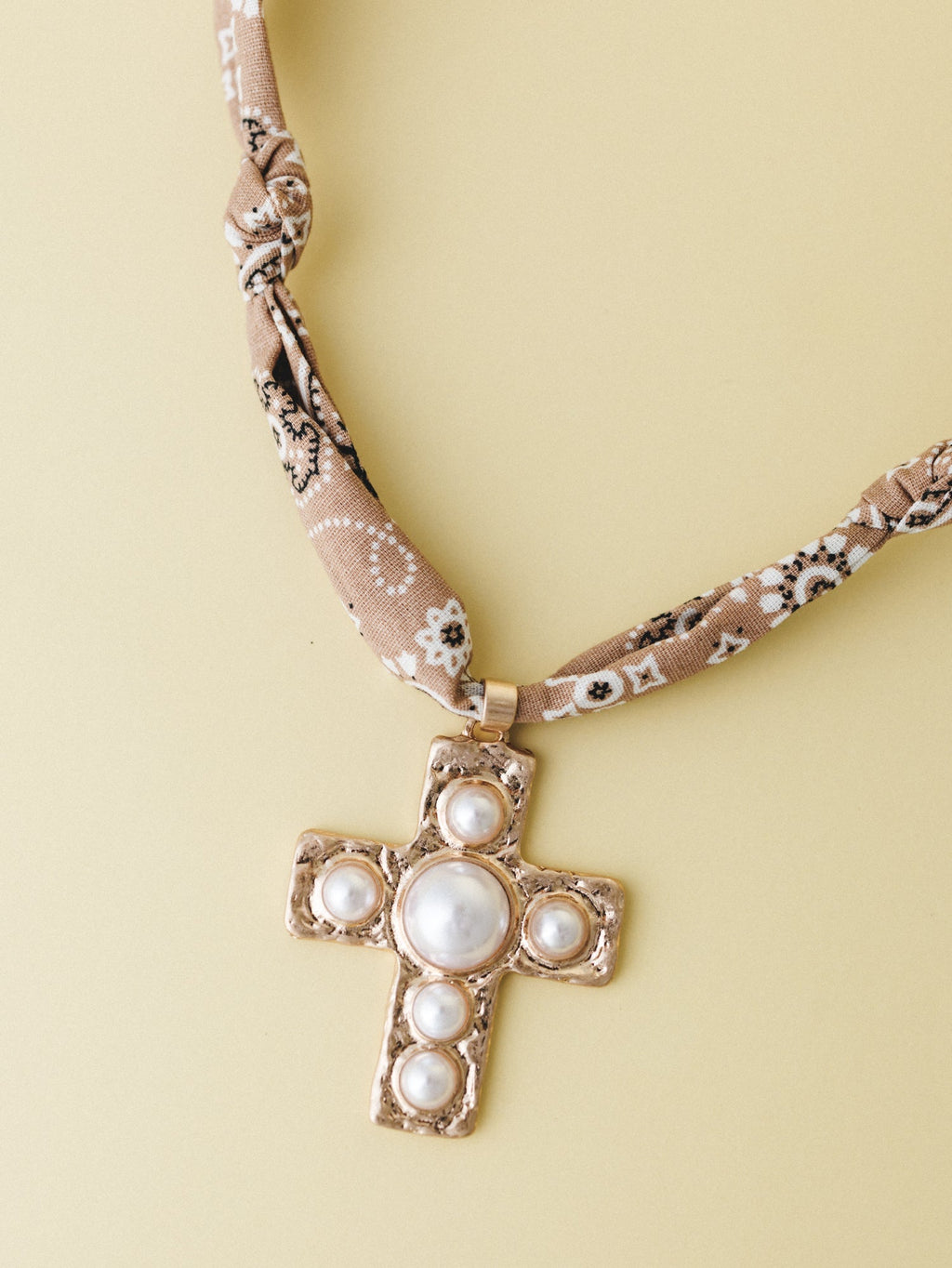 Cross Bandana Necklace - Brown