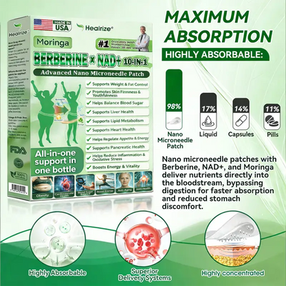 🇺🇸 𝐎𝐟𝐟𝐢𝐜𝐢𝐚𝐥 𝐔𝐒 𝐒𝐭𝐨𝐫𝐞🧑‍⚕️ | 🩺 𝐇𝐞𝐚𝐥𝐫𝐢𝐳𝐞® Moringa · Berberine × NAD+ 𝟏𝟎-𝐢𝐧-𝟏 𝐀𝐝𝐯𝐚𝐧𝐜𝐞𝐝 𝐍𝐚𝐧𝐨 𝐌𝐢𝐜𝐫𝐨𝐧𝐞𝐞𝐝𝐥𝐞 𝐏𝐚𝐭𝐜𝐡 🔥