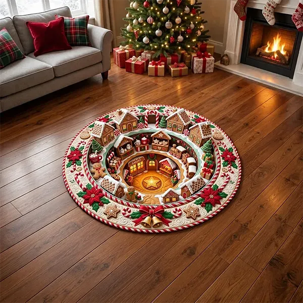🎄 Christmas Gnome Optical Illusion Round Rug | Fun Festive Home Decor Must‐Have⭐🏠🎁