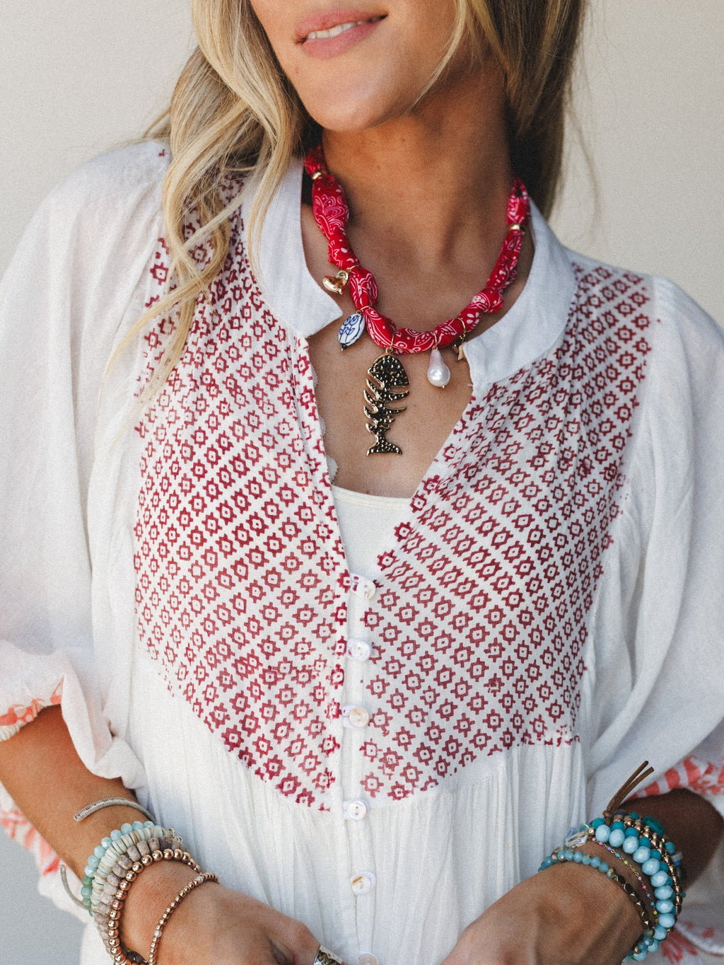 Golden Sea Necklace - Red