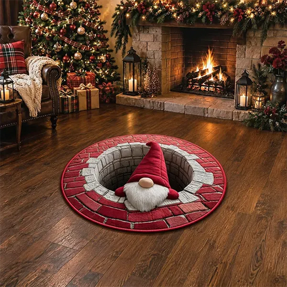 🎄 Christmas Gnome Optical Illusion Round Rug | Fun Festive Home Decor Must‐Have⭐🏠🎁