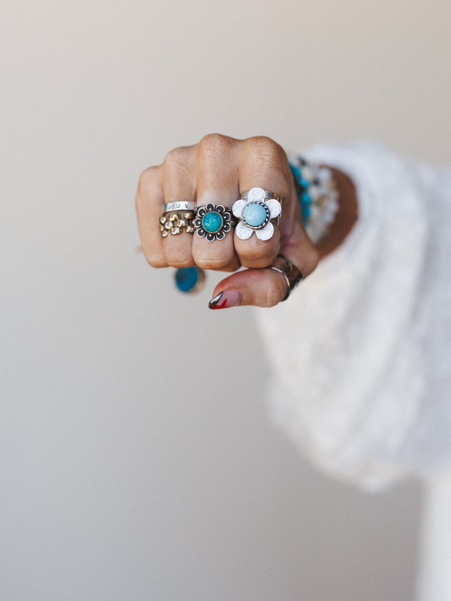 Flower Power Ring - Turquoise