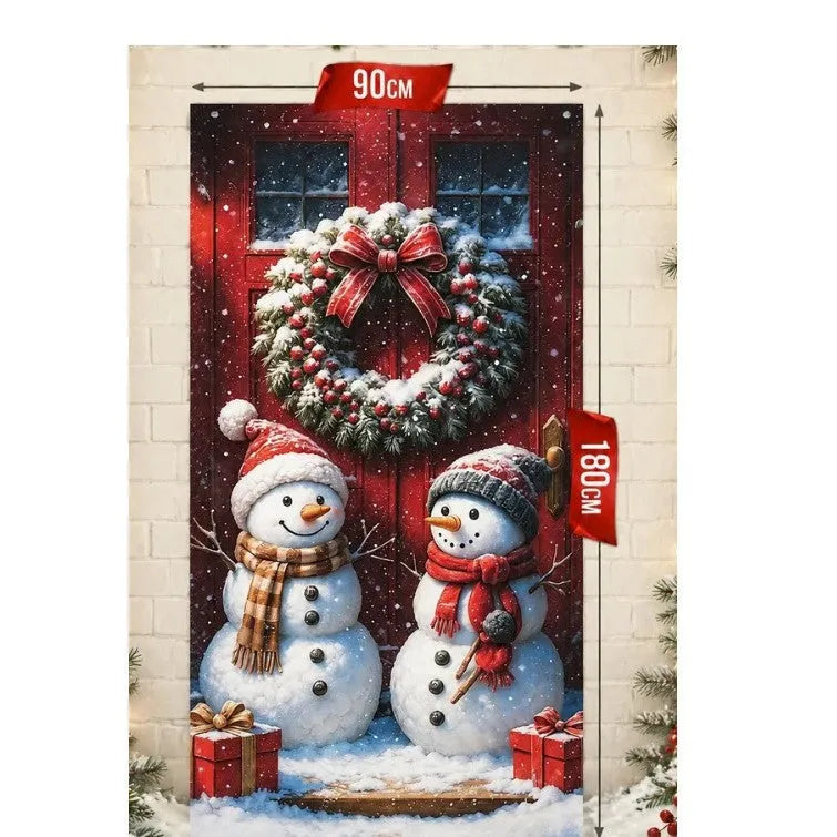🔥 Santa Christmas Door Cover with Elastic Edges | Reusable Holiday Decor