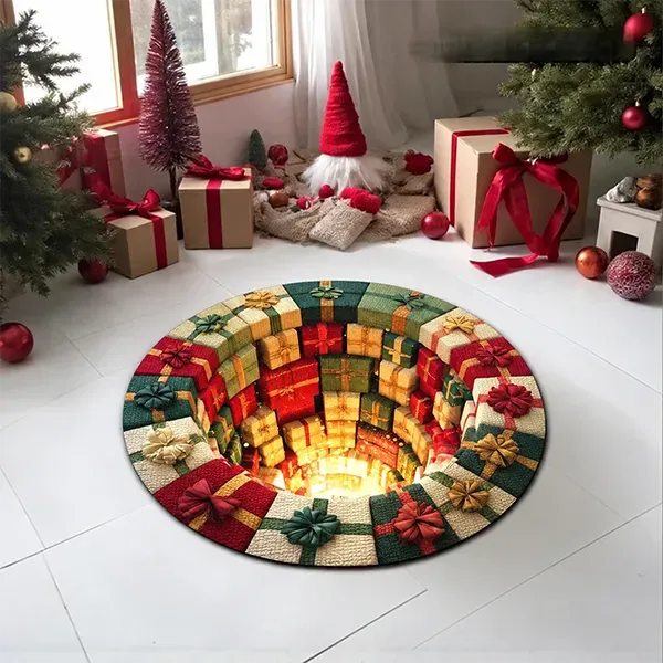 🎄 Christmas Gnome Optical Illusion Round Rug | Fun Festive Home Decor Must‐Have⭐🏠🎁