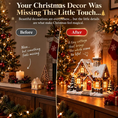 ❄️🎄 Christmas Cottage Humidifier – Glowing Snow Village with Soft Mist & Warm Lights ✨🎁