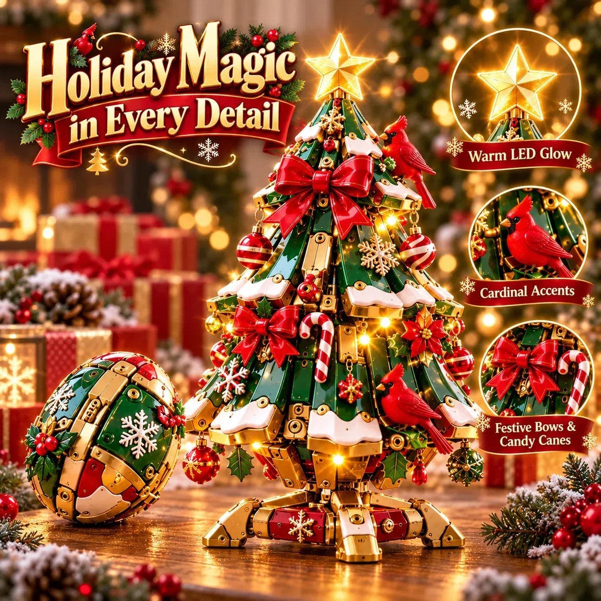 🔥 LAST DAY 49% OFF 🔥 Egg-to-Christmas TreeTM Magical Transforming Toy – Cardinal Christmas Tree Holiday Gift 🎄🎁✨