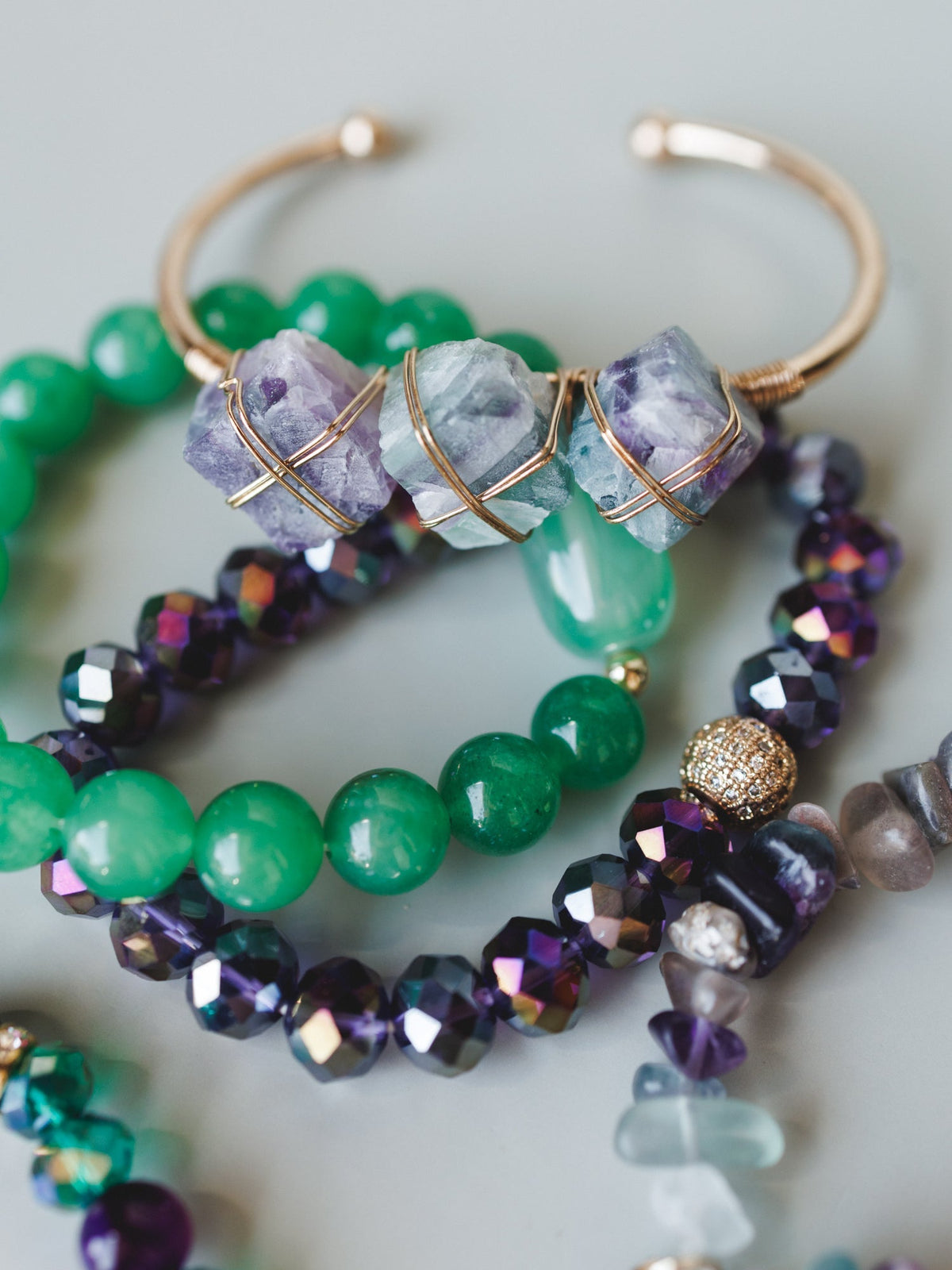Josephine Bracelet Set - Green Multi