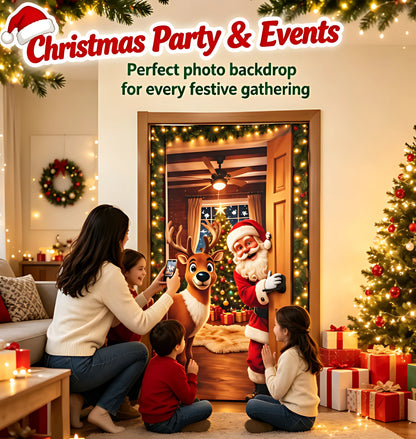 🔥 Santa Christmas Door Cover with Elastic Edges | Reusable Holiday Decor