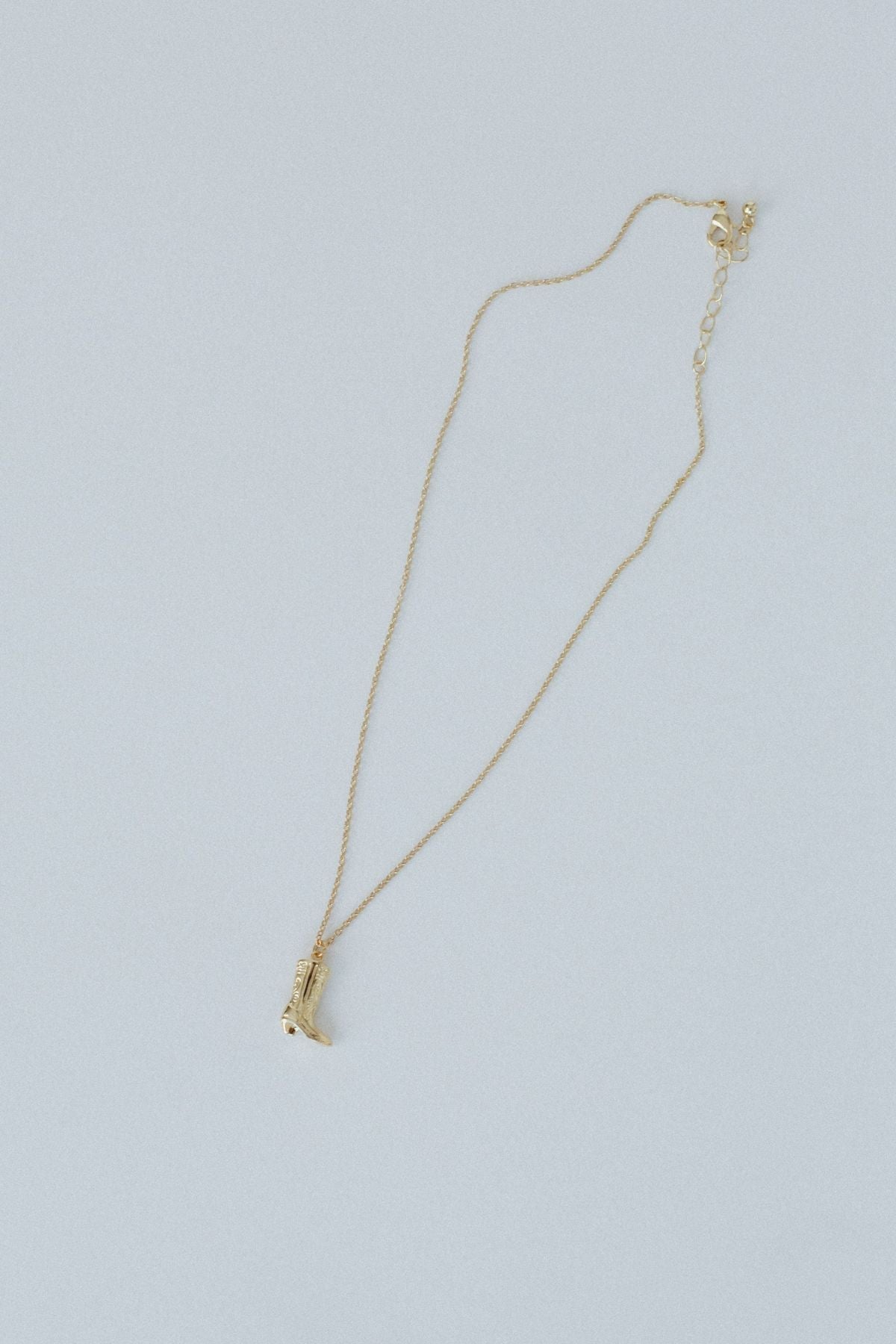 Yee Haw Cowboy Boot Necklace - Gold