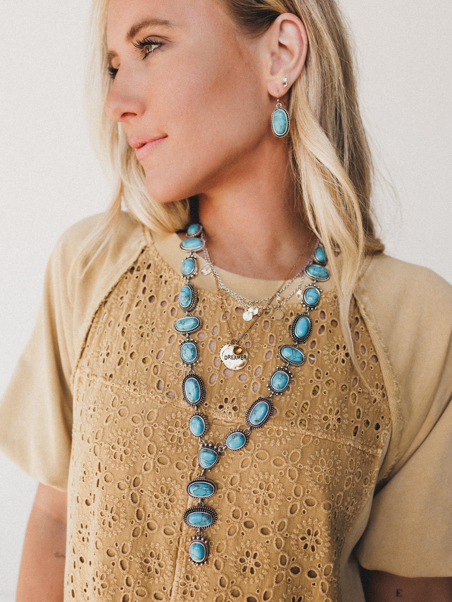 Turquoise Trails Necklace and Earring Set - Turquoise