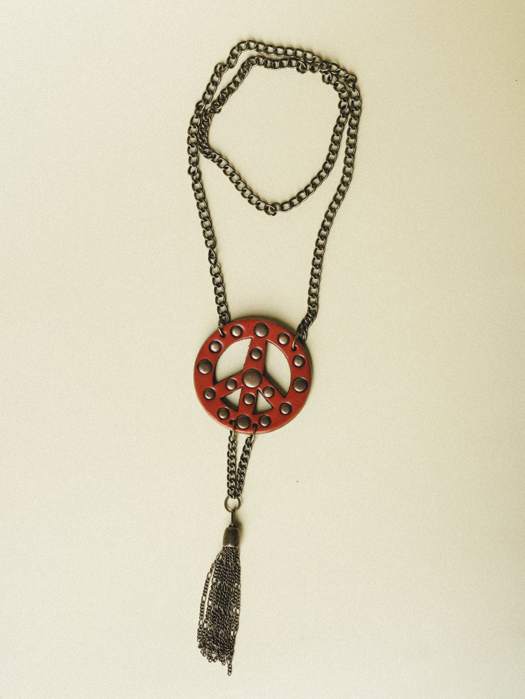 Peace and Love Leather Studded Necklace