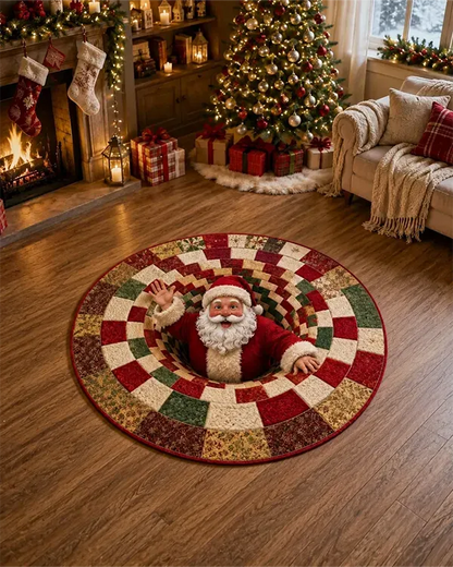 🎄 Christmas Gnome Optical Illusion Round Rug | Fun Festive Home Decor Must‐Have⭐🏠🎁