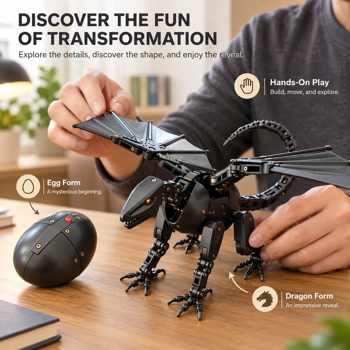 🥚🐉 DragonMorph – Mechanical Toy: Transformation from Egg to Dragon