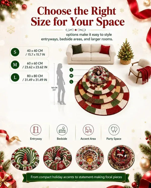 🎄 Christmas Gnome Optical Illusion Round Rug | Fun Festive Home Decor Must‐Have⭐🏠🎁