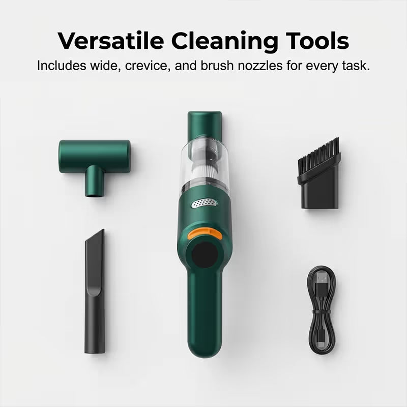 10000Pa Cordless Handheld Vacuum – Washable Filter & Multi-Nozzle Kit