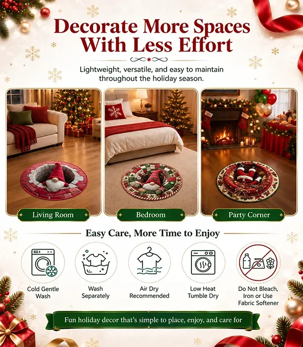 🎄 Christmas Gnome Optical Illusion Round Rug | Fun Festive Home Decor Must‐Have⭐🏠🎁