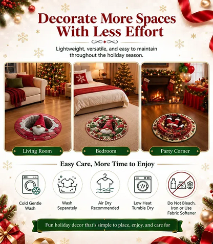 🎄 Christmas Gnome Optical Illusion Round Rug | Fun Festive Home Decor Must‐Have⭐🏠🎁