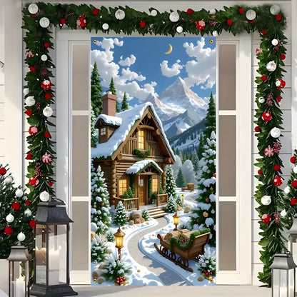 🔥 Santa Christmas Door Cover with Elastic Edges | Reusable Holiday Decor